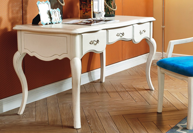 A56 全实木白色书桌 法式风格家具