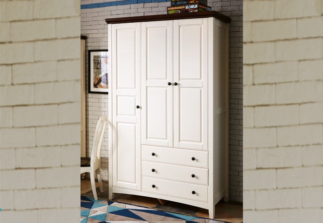 ZSNK—ZS1013 三门衣柜 白色全实木 美式风格家具